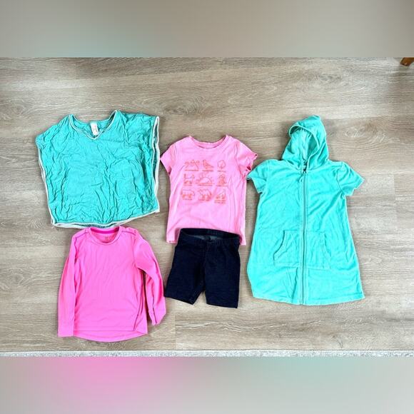 Girls 4T summer bundle swim covers shorts tee - Picture 1 of 6